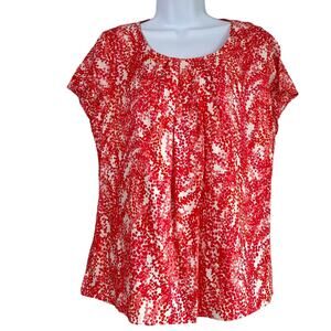 Boden Womens Ravello Silk Blend Top Red Pink Floral Size 8 Career Preppy Cottage